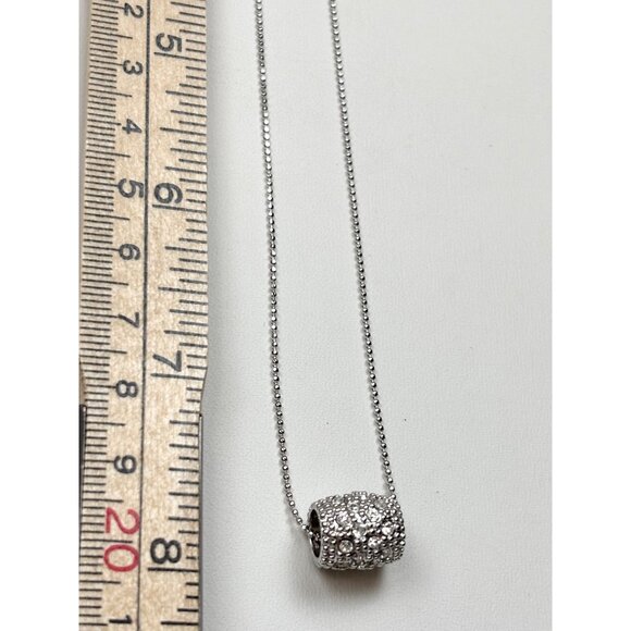 Lia Sophia Sterling Silver Necklace With Pave CZ Crystal Barrel Pendant & Adjust - Picture 4 of 7